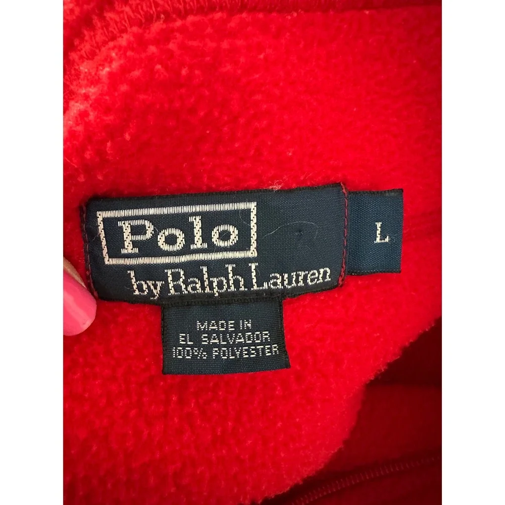 Polo Ralph Lauren Fleece Pullover Mens L Red Quarter Zip Logo Preppy Casual